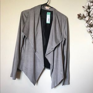 Faux Suede Drape Jacket